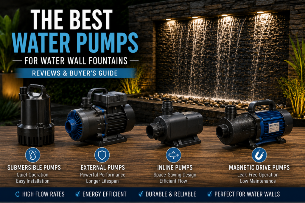 High-quality water pump system for a water wall fountain installation