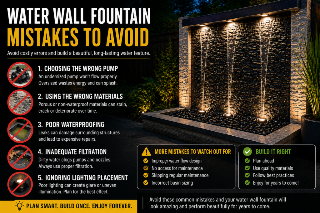 Common water wall fountain construction mistakes and how to avoid them